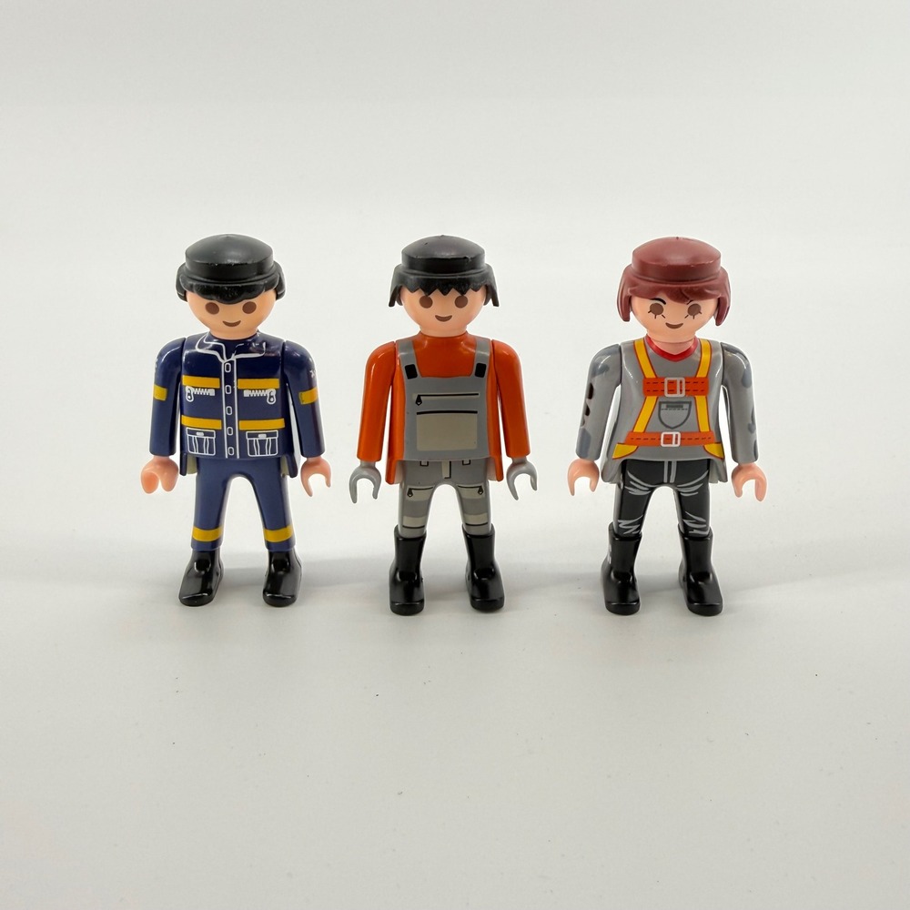 Vintage Playmobil Figures Lot of 3 THW Construction Worker 1992‎ 1997 Geobra Toy